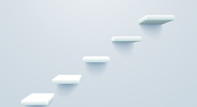 White vector stairs up. Staircase to business success concept