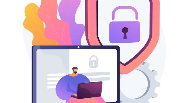 Data privacy abstract concept vector illustration. Internet privacy policy, information safety regulation, personal data protection, security software, confidential info access abstract metaphor.